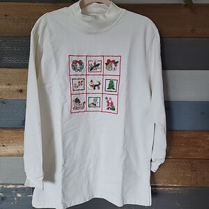 Woman's‎ Vintage Crystal Kobe Christmas Top Long Sleeve Size M